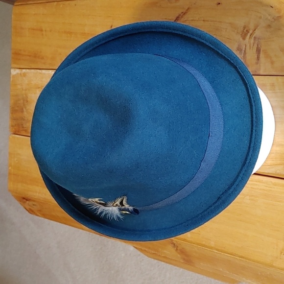🌻Sandra Augelozzi Blue Wool Fedora - Picture 3 of 13